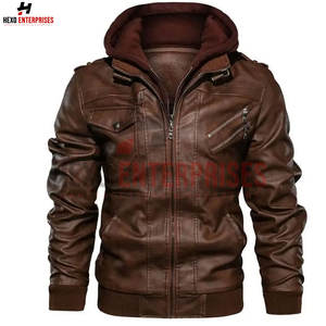 Chaqueta de cuero con capucha de calidad al mejor precio, chaqueta de cuero de moda personalizada para hombre hecha en Pakistán, chaqueta de cuero de moda - Product Image 4