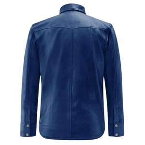 Chemise en cuir à la mode pour hommes sur mesure Chemise en cuir à la mode pour hommes Chemise en cuir coupe décontractée Produit très vendu de haute qualité - Product Image 2
