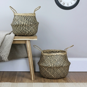Foldable Home Organizer <b>Wicker</b> Straw Woven Handmade Belly Seagrass <b>Basket</b> for Household Storage Decoration Handicrafts Products - Product Image 5