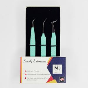 Pinces à épiler pour extensions de cils Somofy Enterprises, logo personnalisé, vert clair, pointe en fibre, acier inoxydable durable, poignée diamantée, beauté - Product Image 1
