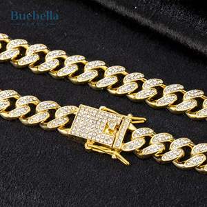 Venta caliente 925 Plata 14K Chapado en oro blanco 12mm Iced Moissanite Collar Miami Cadena de eslabones cubanos para hombres - Product Image 4