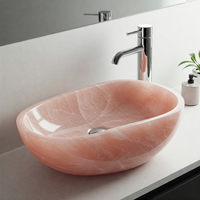 Vasque de salle de bain en quartz rose, best-seller, lavabo fait à la main, pierre naturelle de qualité supérieure, bol de vanité, design moderne et luxueux, hôpital