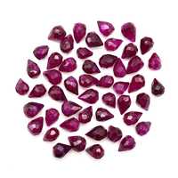 Perles en Corindon Rubis Facetté, Gouttes de Pierre Précieuse Rouge Naturelle pour la Fabrication de Bijoux en Gros