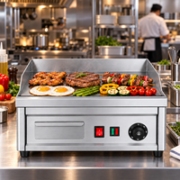 Commerciële elektrische bakplaat 450mm vlakke grillplaat 1750W 10mm plaat waterdichte schakelaar roestvrijstalen aanrechtblad voor restaurant