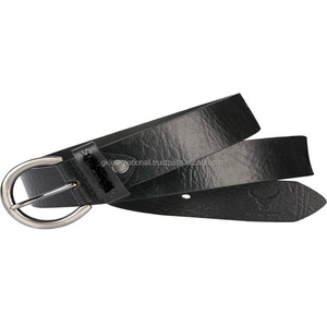 Ceinture décontractée pour hommes en cuir véritable noir faite à la main dans toutes les tailles et couleurs personnalisées avec boucle ovale nickelée - Product Image 2