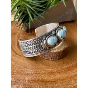 Jereme Delgarito Golden Hills Turquoise & Sterling <b>Silver</b> Fashion <b>Cuff</b> <b>Bracelet</b> - Product Image 3