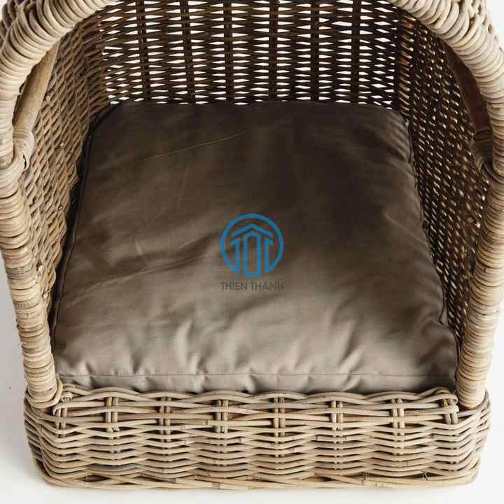Picture of Handwoven Rattan Pet House with Cushion Wicker Cat and Dog Shelter ...
