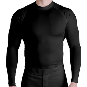 Breathable Wholesale Custom Print <b>Black</b> Color Rash Guard Spandex High Quality Men Fit <b>t</b> <b>Shirt</b> Rash Guard - Product Image 1