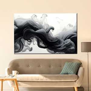 Elegant <b>Black</b> Ink Smoke Printed Canvas Art for Modern Decor,1P:Gallery <b>Wrapped</b> - Product Image 1