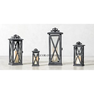 Customized Size And Logo Available Aluminum Casted Silver Shiny Polished And Clear <b>Glass</b> Made Home Decorative Lanterns Supplies - Product Image 1