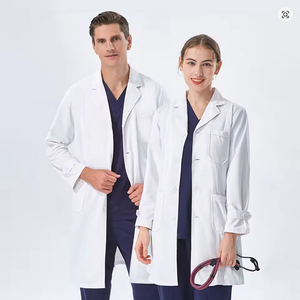 Blouse de laboratoire blanche de base personnalisable de longueur régulière pour hommes et femmes comme uniformes d'hôpital - Product Image 1
