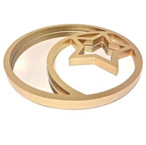 Plateau rond décoratif de table design avec poignée couleur or grand plat au nouveau design pour servir aussi restaurant et décoration intérieure - Product Image 2