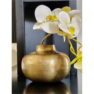 Vase métallique rond à finition miroir en gros, élégant centre de table floral pour mariage, récipient pour arrangement floral hydroponique de bureau - Product Image 2