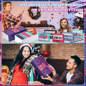 กล่องของชำร่วยงานปาร์ตี้นีออนยุค 80s 90s จำนวน 24 ชิ้น กล่องของขวัญงานปาร์ตี้รูปเครื่องเล่นวิทยุ ปฏิทินนับถอยหลัง ของตกแต่งแนวฮิปฮอป รูปเทปคาสเซ็ต - Product Image 5