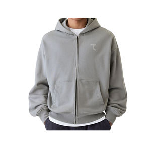 Sweat à capuche zippé coupe ajustée pour hommes à la mode d'automne Sweat-shirt doux et confortable en tissu tricoté de poids moyen de haute qualité - Product Image 1