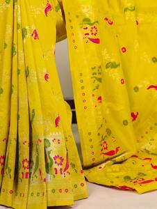 ผ้าส่าหรีเจ้าสาวผ้าไนลอนไหมสำหรับผู้หญิง พร้อมผ้าปาลูที่หรูหรา ดีไซน์ทันสมัย งานทออย่างประณีต เหมาะสำหรับงานแต่งงาน ผลิตในประเทศอินเดีย - Product Image 2