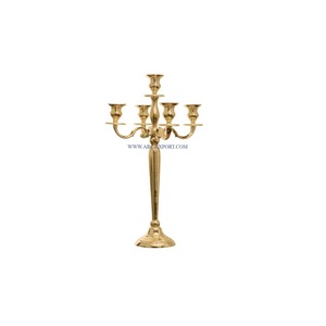 Highest Quality Gold Polished Metal Fancy Candelabra Exclusive Standard Designer 5 Arms <b>Candlestick</b> <b>Holders</b> at Affordable Price - Product Image 1