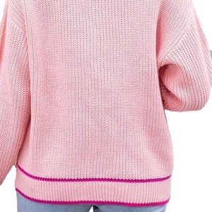 Vente en gros de pulls en tricot personnalisés de haute qualité à col en V, boutonnés, couleur unie, vêtements en tricot pour femmes, automne-hiver, cardigan avec logo personnalisé - Product Image 5