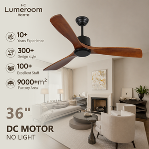 USA In Stock 36 Inch <b>Ceiling</b> <b>Fan</b> No Light Solid Wood Blades Quiet DC Motor with <b>Remote</b> for Bedroom Living Room - Product Image 1