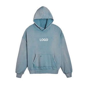 เสื้อฮู้ดสตรีทแวร์ผู้ชายแบบสั่งทำพิเศษ ลุคทำสีซีดแบบฟอกกรด ซิปหนา 3 มิติ ปักลายเพชร - Product Image 6