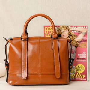 Elegante Bolso Tote de Cuero Genuino para Mujer, Color Sólido, Cierre de Cremallera, Uso Diario, Bolso Bandolera, Todas las Temporadas - Product Image 5