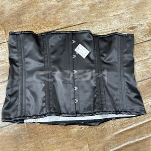Corset Waspie à torse court en satin noir à double armature en acier robuste, fournisseur de corsets - Product Image 3