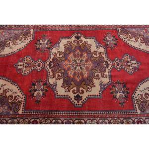 Vintage Turkish <b>Wool</b> Area Rug <b>Red</b> Beige Patchwork Design Large Rectangle 4 X 7 ft 10mm Thickness Latex for Hallway Bedroom - Product Image 5