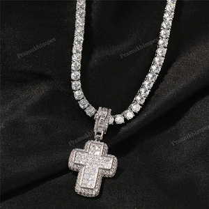 Pendentif croix en moissanite fait à la main personnalisé pendentif hip-hop en argent S925 pour hommes pendentif design croix Ascher au prix de gros - Product Image 2