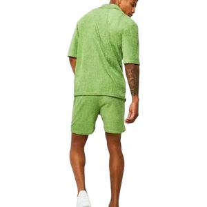 Gran oferta Unisex de dos piezas de tela de rizo conjunto corto de verano para hombres camisas abotonadas informales y pantalones cortos estampados de manga corta 2026 - Product Image 3