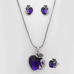 Kriaa-Conjunto de Joyería Fina Chapado en Oro de 18K, Colgante en Forma de Corazón de Piedra para Dama, con Forma de Corazón, con - Product Image 1