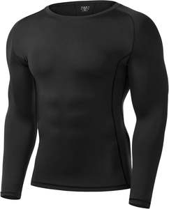 <b>Men's</b> <b>Compression</b> Gym Training Set Solid Pattern Breathable Long Sleeve Shirt <b>Shorts</b> Custom Logo Eco-Friendly Elastic Waist for - Product Image 1