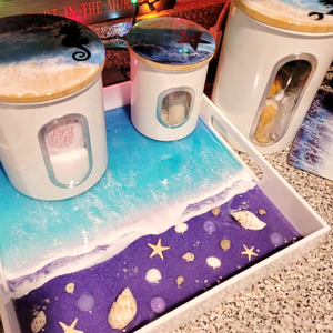 Bandeja de Almacenamiento Decorativa para el Hogar con Diseño Único de Paisaje Marino de Bambú, Asas Exclusivas, Acabado Pulido, Apta para Lavavajillas, Regalo para el Día de la Madre - Product Image 5