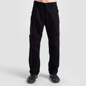 Pantalon cargo d'été léger en toile noire taille XL, taille haute, imperméable, style camouflage, avec fermetures éclair et décorations plissées - Product Image 1