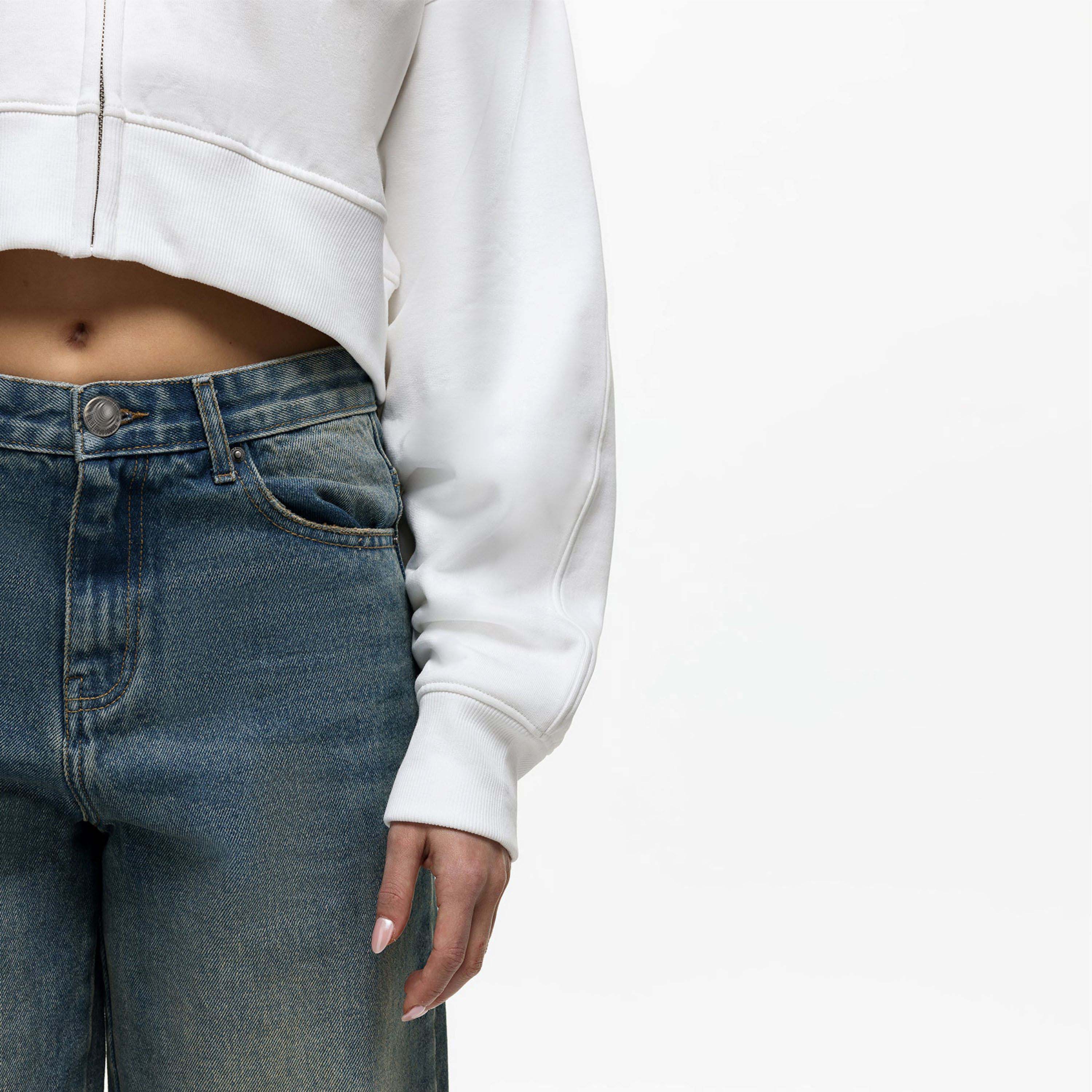 Trendy Womens Washed Cropped Zip Hoodie with Zipper Closure