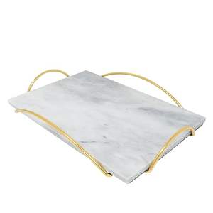 Plateau en pierre de marbre noir de haute qualité pour la décoration intérieure plateau de service de Fruits de taille personnalisée avec poignée en laiton meilleur prix - Product Image 5