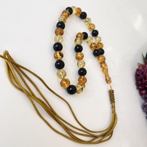 Tespih en ambre baltique multicolore, 33 perles en ambre faites à la main, Misbaha en ambre multicolore - Product Image 3