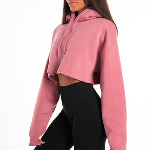 Venta al por mayor de las mujeres personalizadas Crop Top Casual Sudadera CON CAPUCHA DE LAS MUJERES sudaderas con capucha recortadas de gran tamaño sudaderas con capucha para las mujeres - Product Image 1