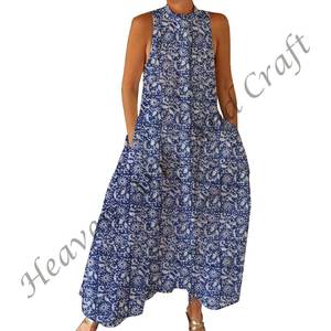 Combinaison décontractée d'été 100% coton, imprimé floral à la main, tissage doux avec fermeture éclair pour le printemps/été, adultes BPJS111 - Product Image 4