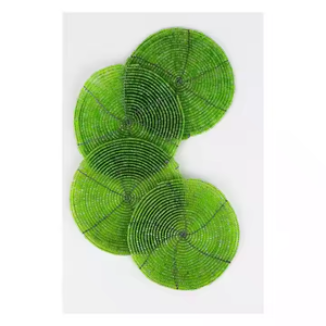 Premium Beaded <b>Coasters</b> Trendy Green <b>Black</b> Color <b>Coasters</b> Protect Your Drinks From Dust Gravel Stone Stainless Beaded <b>Coaster</b> - Product Image 3