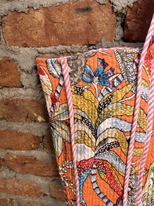 Bolso de mano acolchado de algodón con estampado de bloques a mano para mujer, bolso de hombro bohemio, bolsos de mano acolchados Kantha Stitch - Product Image 4