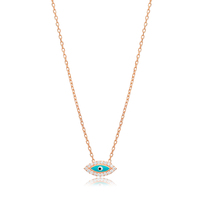 Collier pendentif à breloque en argent avec œil en émail bleu turquoise minimaliste Bijoux fins en argent sterling 925