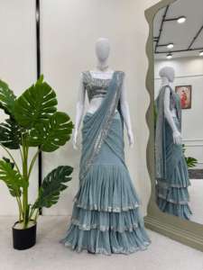 Premium Prêt-à-porter Georgette Lehenga Saree Artisan Elegance pour les mariages Exclusif pour les boutiques Prix de gros - Product Image 3