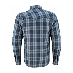 Camisa de Motociclista de Franela Blindada Protectora con Certificación CE para Hombre y Mujer, Azul Gris, Estilo Café Racer, Personalizada, Forrada de Aramida - Product Image 5