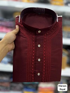 Pijama Kurta de algodón de seda 100% de secado rápido para hombre del fabricante líder de la India, ropa informal para fiesta de boda, técnica bordada - Product Image 4