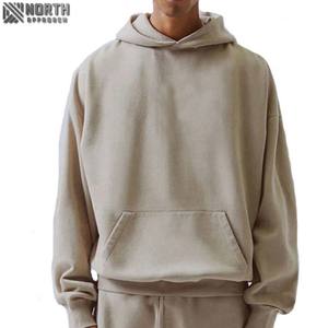 Streetwear High Quality Hoodie 450gsm With No <b>String</b> 100% Cotton Unisex Puff Print Hoodie For Men Drop Shoulder Heavyweight - Product Image 1
