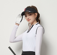 Polo de golf de manga larga con logotipo personalizado para mujer, camiseta transpirable de seda de hielo, color blanco, 2022