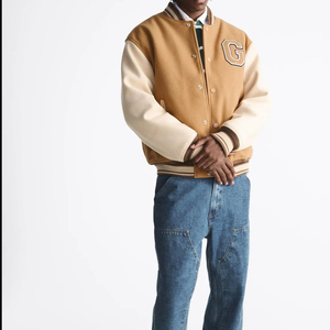 Veste décontractée pour homme en laine à col montant avec logo sur le devant - Vêtement d'extérieur confortable pour tous les jours - Product Image 4