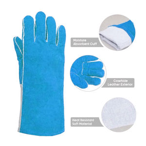ถุงมือเชื่อมหนังวัวแยกด้านในถุงมือทำงานสำหรับช่างเชื่อมถุงมือทำงานป้องกันและป้องกันอุณหภูมิสูง - Product Image 2