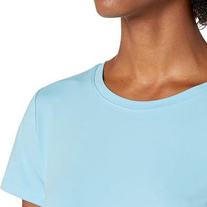 T-shirt pour femme en polyester, tissu à séchage rapide, surface aérée, doux, extensible, léger, fluide, respirant, ton estival, coupe décontractée - Product Image 6