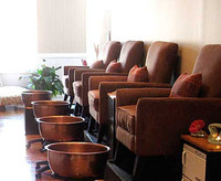 Cuenco de pedicura para Spa de cobre de lujo de alta calidad martillado a mano forma redonda grande salón belleza Spa uso función de masaje